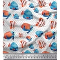 thumbnail image 1 of Soimoi Cotton Poplin Fabric Dot & Fish Ocean Print Fabric by The Yard 42 Inch Wide, 1 of 3