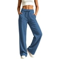 thumbnail image 2 of Wide Leg Sweatpants for Women High Waist Drawstring Sweatpants Casual Wide Leg Solid Color Trousers With Pockets For Daily Wear, 2 of 5