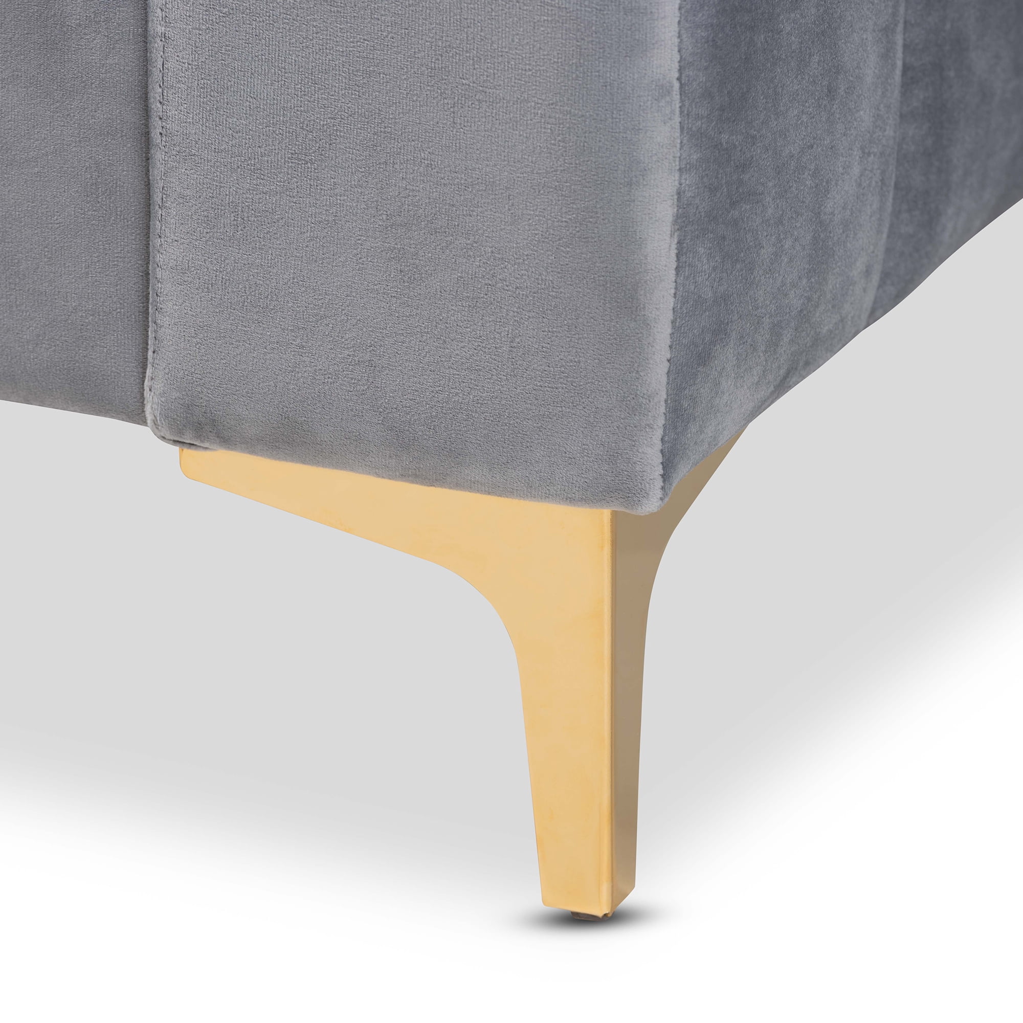 Baxton Studio Oksana Modern Contemporary Glam and Luxe Light Grey Velvet Fabric Upholstered and Gold Finished Queen Daybed