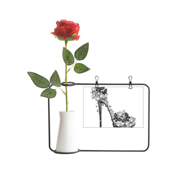Zapatos de tacon alto patron de mariposa de flor Unbranded Florero de rosas Tamaño 25 x 17 cm