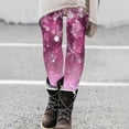 thumbnail image 2 of BLVB Christmas Leggings for Women Fall Winter Stretchy Lounge Pants Snowflake Printed Casual Comfy Trousers for Vacation, 2 of 5