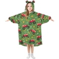 thumbnail image 6 of Dailycode Wearable Blanket Hoodie Oversized Sherpa Flannel Blankets with Pocket for 3-14 Year Old Truck Bell Snowflake Dot, 6 of 7