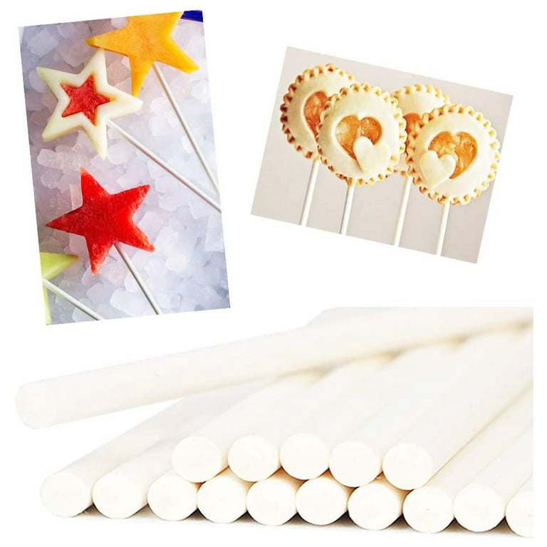 Generic 200 Count White Lollipop Sticks 6 Inch,Paper Treat Stick,Sucker  Sticks for Cake Pops