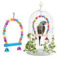 thumbnail image 3 of Parrot Swing Perch Arch Design Wood Bird Cage Swing Bird Hanging Perch with Bell, 3 of 10