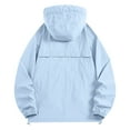 thumbnail image 3 of Men's Oversize Rain Jacket Solid Color Long Sleeved Drawstring Sun Protection Summer Casual Hooded, 3 of 7