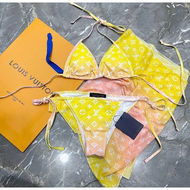 Louis Vuitton Gradient Lace-up 3-piece women's bikini Outdoor beach