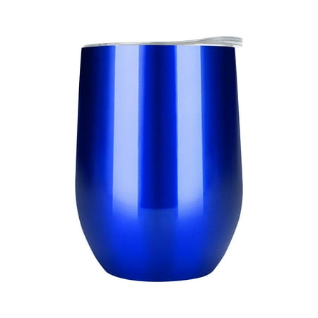 

Aspire 12 Oz Stainless Steel Wine Tumbler with Lid Double Wall Vacuum Insulated Travel Cup-Blue