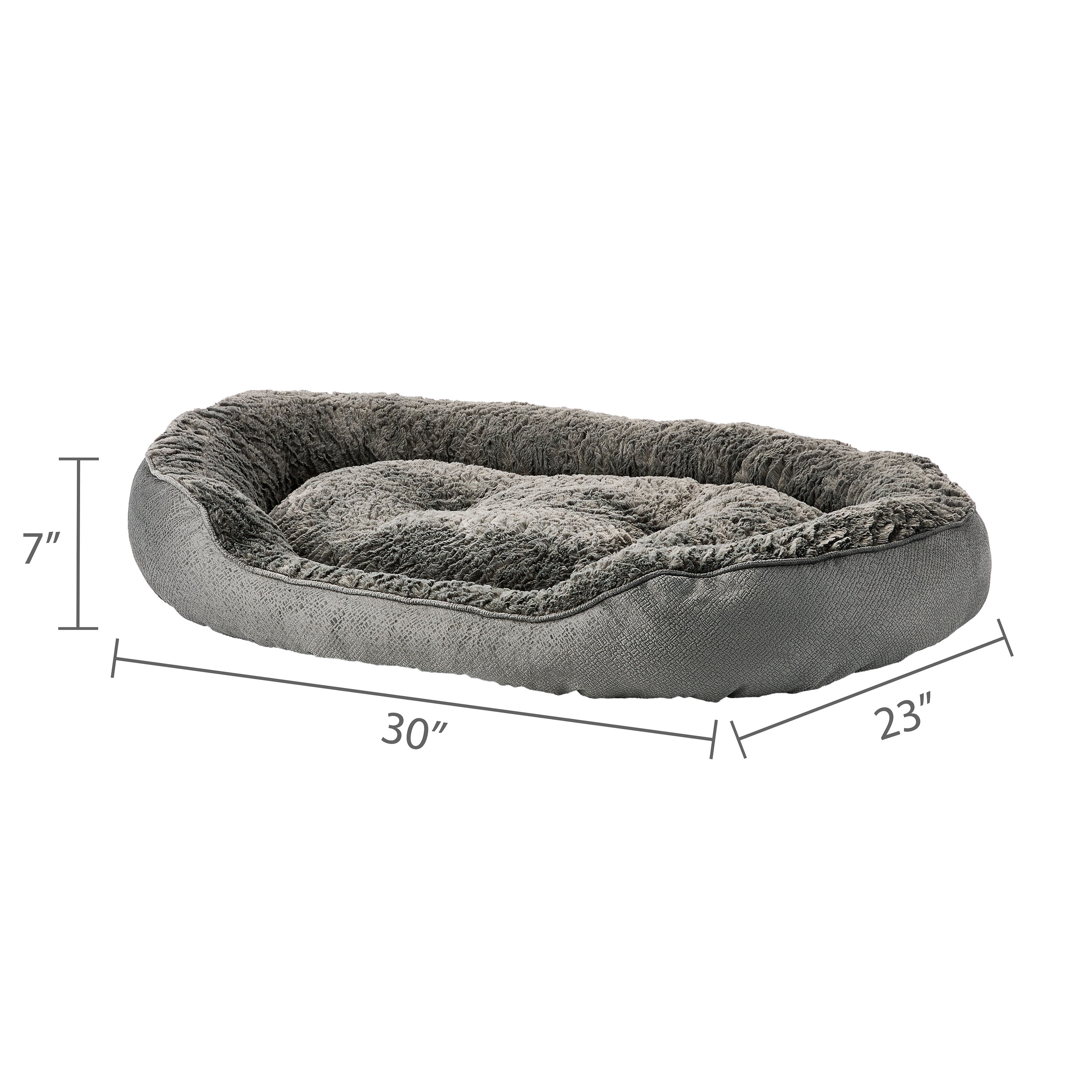 Vibrant Life Large Oval Cuddler Bolster Cat or Dog Bed, Gray, 32" x 42"
