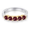 thumbnail image 3 of Gem Stone King 925 Silver and 10K Yellow Gold Red Rhodolite Garnet Engagement Ring for Women | 1.10 Cttw | Round 3.5MM | Gemstone January Birthstone | Size 6, 3 of 6