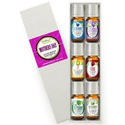 Mothers Day Set 100% Pure, Best Therapeutic Grade Essential Oil Kit - 6/10mL (Calm Body/Calm Mind Blend, French Lavender, Joy Blend, Peppermint, Relaxation Blend, and Rose)