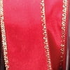 Red Satin with Gold Woven Edge Craft Ribbon 16mm x 108 Yards