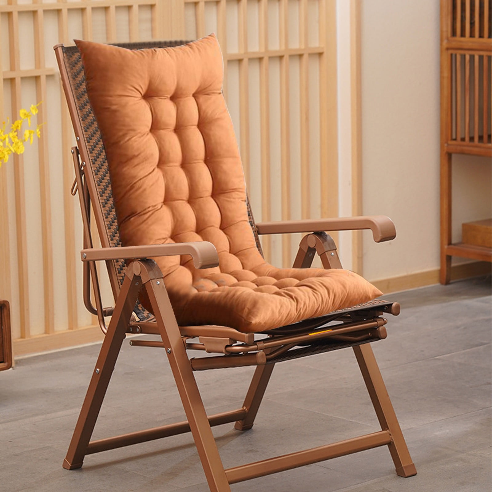 Outdoor Chair Cushions Rocking Chair Cushion Outdoor Garden Non-Slip High-Backed Patio Pads Washable(Coffee)