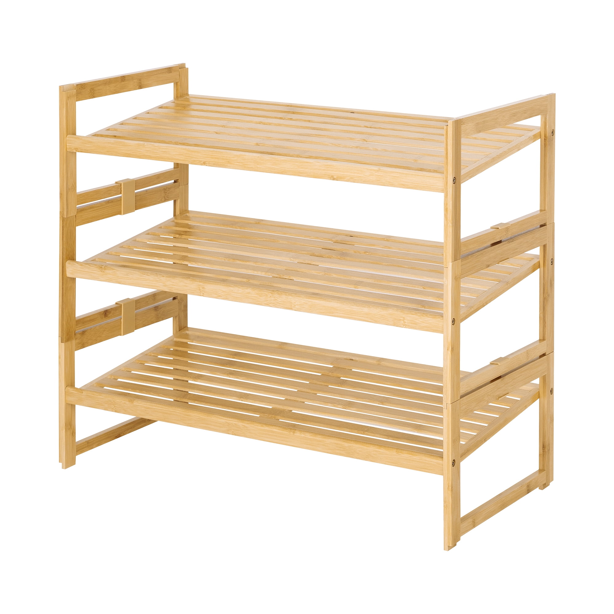 (2 pack) Better Homes & Gardens Bamboo 3-Tier Shoe Rack, Holds 9 Pairs