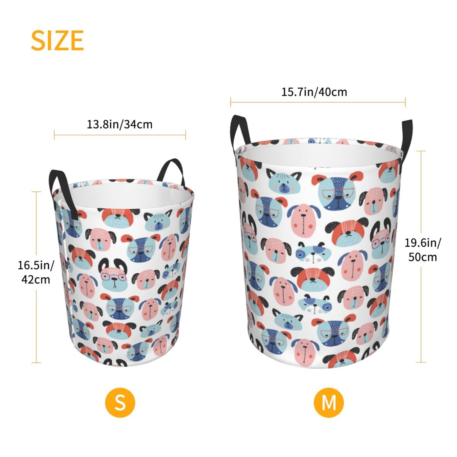 Large Laundry Basket with Handles - Dog colorful Kids Baby Dirty Clothes Laundry Hamper for Bedroom Aesthetic