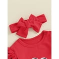 thumbnail image 6 of FEORJGP Infant Baby Valentine's Day Clothes Newborn Girls Rompers Heart Letter Print Crew Neck Jumpsuit Flare Long Sleeve Romper Toddler Bodysuits with Headband, 6 of 9