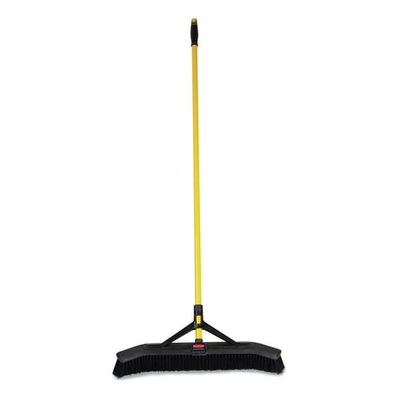 Rubbermaid Commercial 2186280 Maximizer 24 in. Polypropylene Bristles Push-to-Center Broom - Yellow/Black