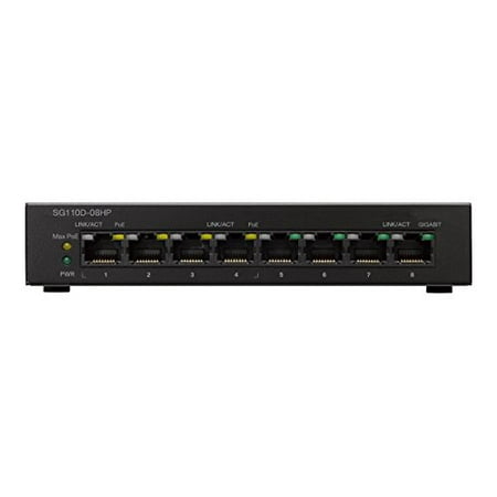 Refurbished Cisco Small Business SG110D-08HP - Switch - unmanaged - 4 x 10/100/1000 + 4 x 10/100/1000 (PoE) - (Best Cisco Switch For Small Business)