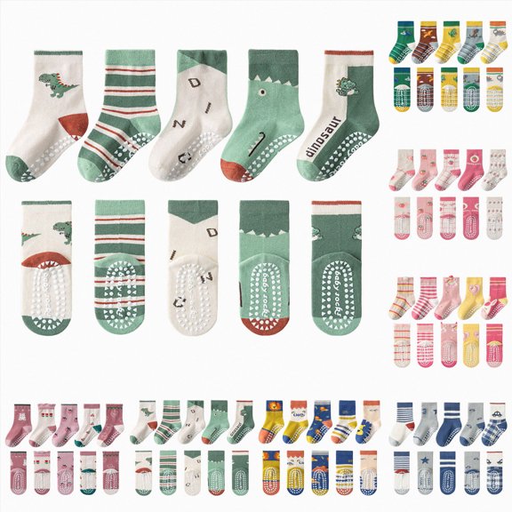 Non Slip Socks,Kids Crew Socks for Boys Girls Socks Cotton Socks Casual Wear Unisex Cute Socks 2T 3T 4T 5T 6T 7T 8T 9T 10T 11T 12T Kids,Multipack