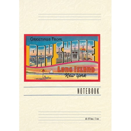 Vintage Lined Notebook Greetings from Bay Shore Long Island New York (Paperback)