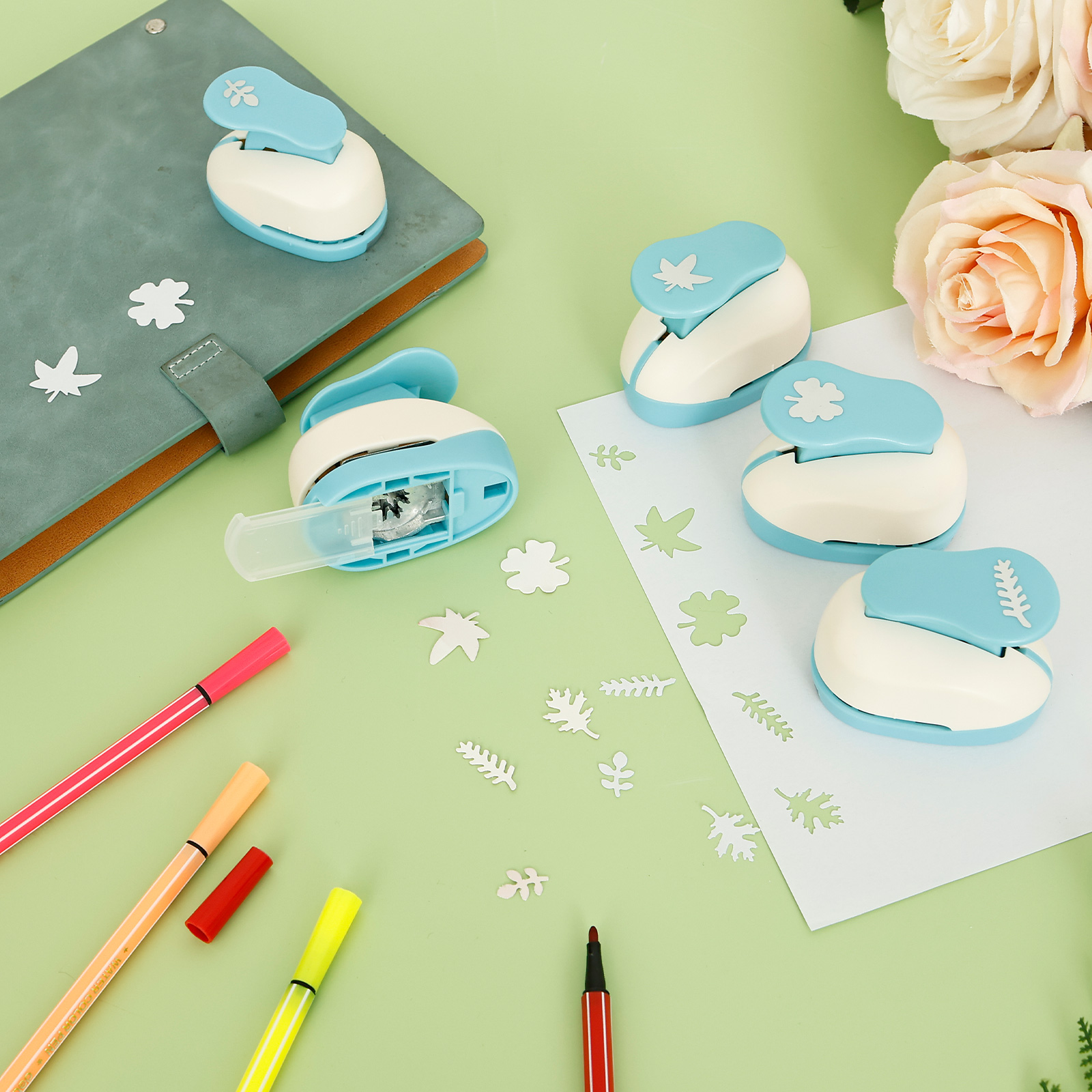 Threns 5 Pcs Paper Punch ABS and Zinc Alloy Craft Hole Punch Portable Paper Hole Puncher for DIY Scrapbooking Photo Album Card Making