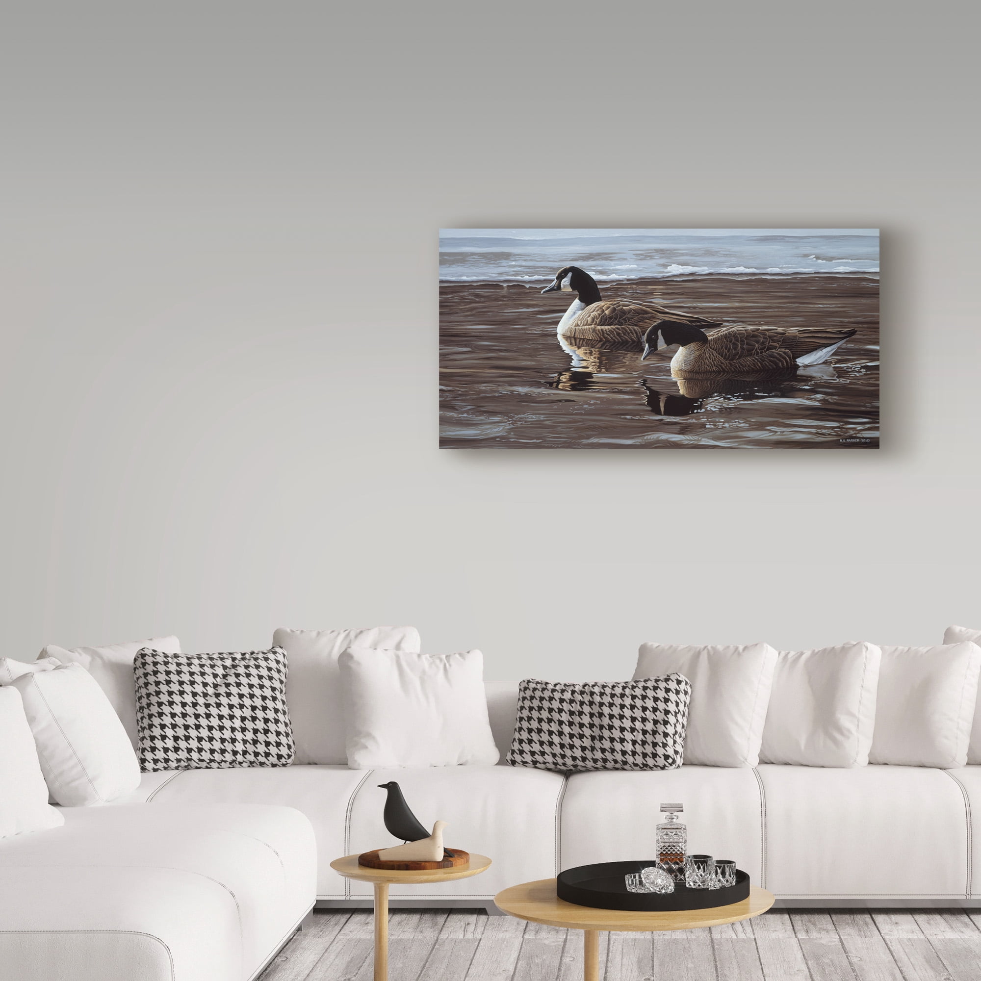 Trademark Fine Art 'A Break In The Ice Canada Geese' Canvas Art by Ron Parker