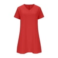 thumbnail image 6 of Amzcrzy T Shirt Dress Women's Cotton Linen V-Neck Solid Color Short Sleeve Summer Dresses for Women 2026 Casual Loose Fit Plus Size Sundress with Pockets Multiple Colors S-5XL Red M, 6 of 7
