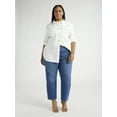 thumbnail image 3 of Sofia Jeans Women's and Women's Plus Sofia Oversized Boyfriend Shirt with Long Sleeves, Sizes XS-4X, 3 of 5