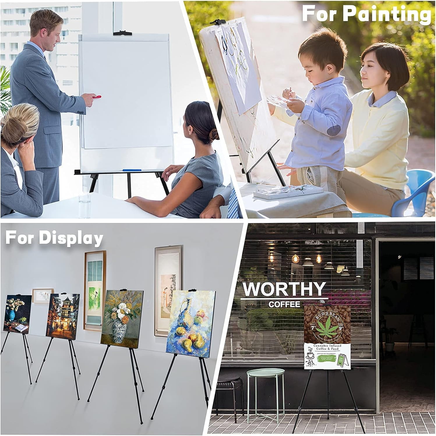 ADHINO 21.6"-63" Art Easel Stand, Magnesium Iron Tripod with Portable Bag, Ideal for Kids and Adults, Spirit Level Included