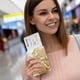 thumbnail image 5 of Funda para pasaporte con diseño de mapa del mundo Goldenrod, funda para pasaporte de viaje, billetera con tarjetero y cierre elástico., 5 of 9