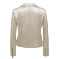 thumbnail image 4 of WEAIXIMIUNG Jean Jacket Women Plus Womens Solid Color Short Leather Suit Pockets Leather Motorcycle Jacket, 4 of 5