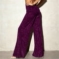 thumbnail image 6 of QATAINLAV Women's High Waist Wide Leg Sequin Pants Fashion Sparkle Glitter Palazzo Trousers Carnival Outfits Purple, 6 of 10