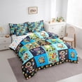 thumbnail image 3 of Manfei Kawaii Cartoon Robot Bedding Comforter Set 7pcs,Colorful Geometric Buffalo Queen Bedding Sets,Intelligent Machine Queen Sheet Sets For Boys Kids,Lightweight Room Decorative Reversible, 3 of 7