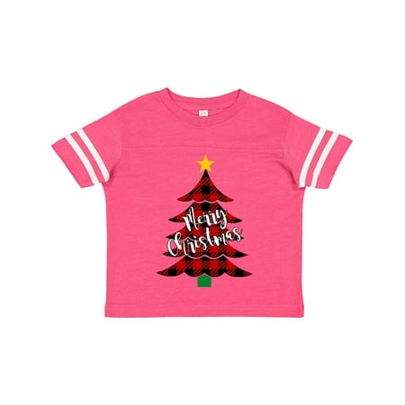 

Inktastic Merry Christmas Red Buffalo Plaid Tree with Yellow Star Gift Toddler Boy or Toddler Girl T-Shirt