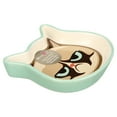 thumbnail image 6 of PetRageous 4.75-Inch Wide 4.25-Inch Long 1-Inch Tall 4-Ounce Capacity Grumpy Cat Shallow Dishwasher Safe Cat Face Stoneware Saucer For Cats of All Sizes With Cat Face Logo, Blue, G16090, 6 of 8