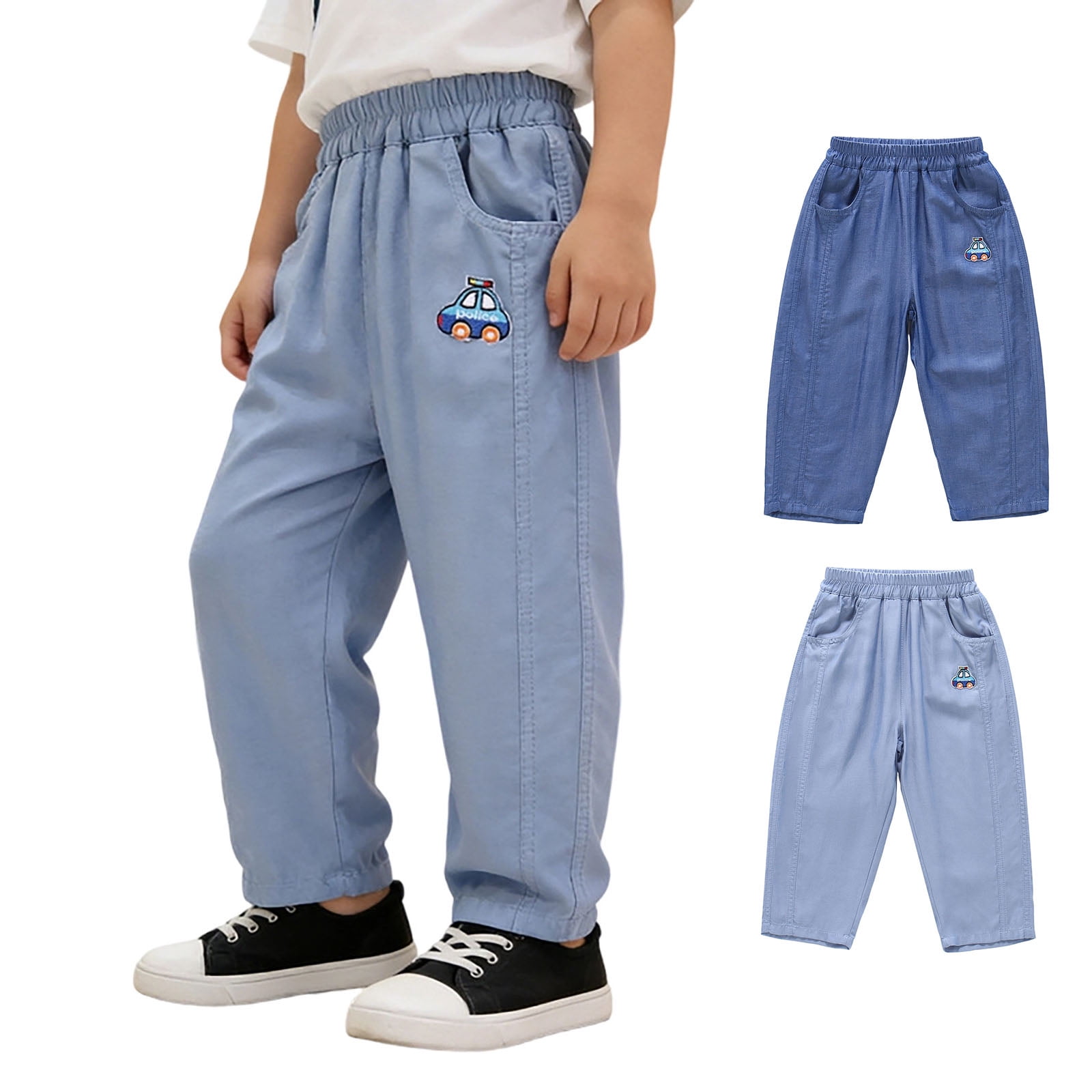 Baggy Jeans for Boys Straight Wide Leg Cartoon Embroidered Pants Back To School Clothes Boy Jeans Size 2-10 Years