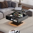 thumbnail image 5 of Black LED Lift Top Coffee Table: Square Wood Center Table with Hidden Storage for Living Room, Modern Design for Dining & Reception Areas, 5 of 9