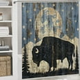 thumbnail image 5 of 4Pcs Farmhouse Silhouette Shower Curtain Sets, Bath Mat and Rugs, Bison Jungle Mountain Shower Curtain with Hooks for Bathroom, 5 of 8