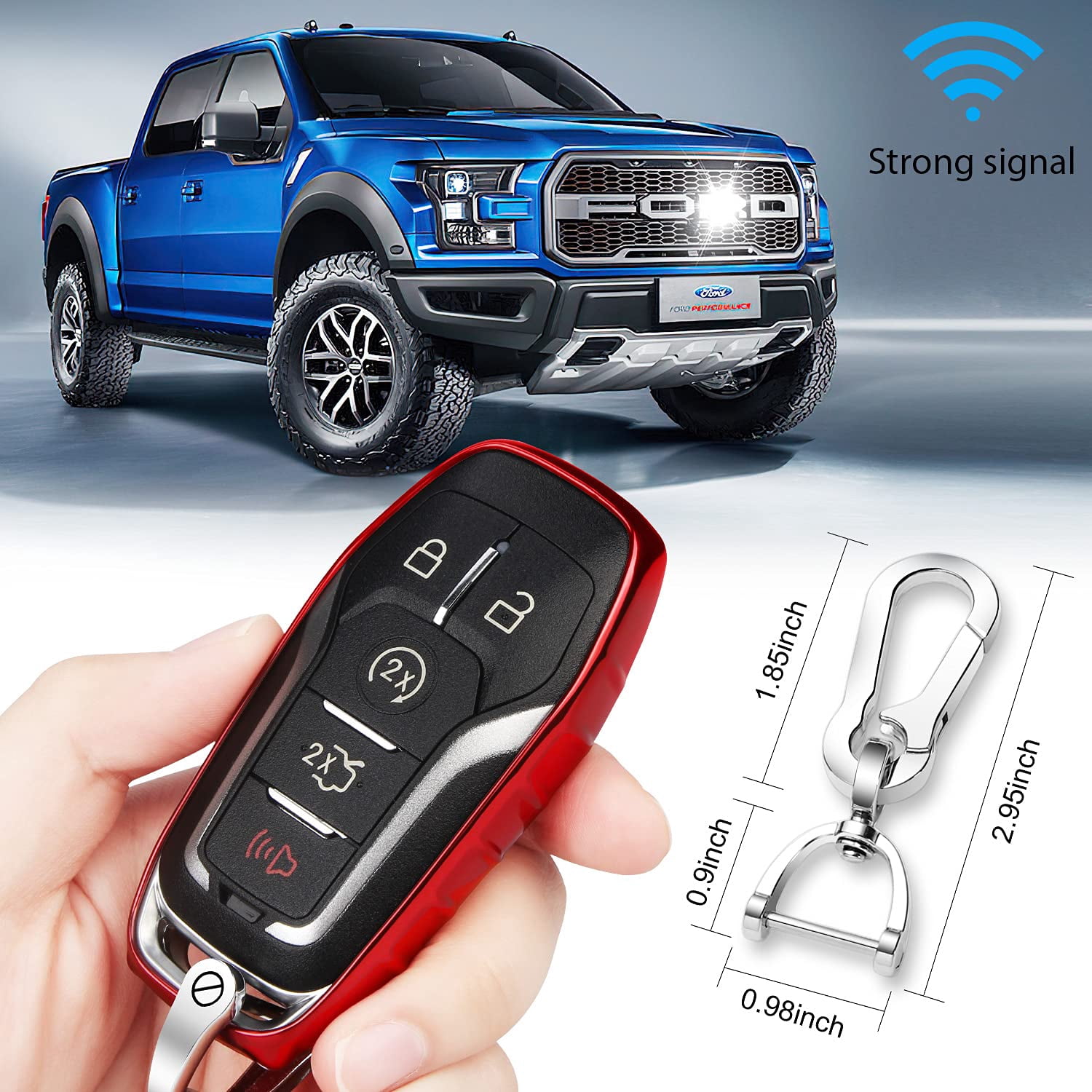 for Ford Key fob Cover,TPU Car Key Case Protector with Keychain Compatible with Ford Fusion F-150 Edge Explorer Mustang Lincoln MKZ MKC 2/3/4/5 Buttons Smart Key