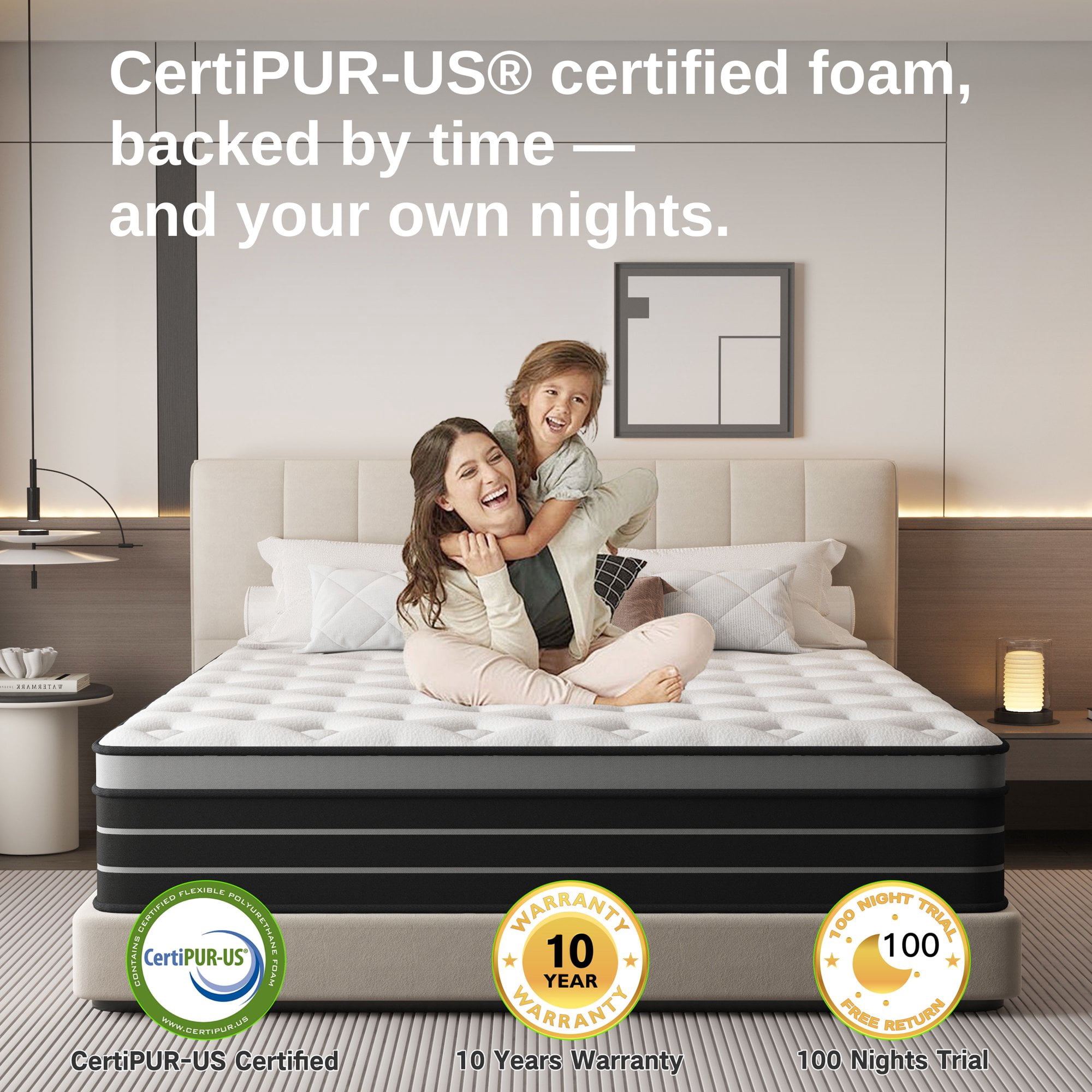 Twin Mattress, 12 Inch Hybrid Innerspring Mattress for Pressure Relief, Motion Isolation, Medium Firm, CertiPUR-US Certified
