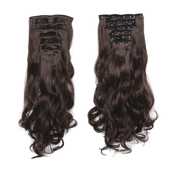 Beauos Clearance Hair Extensions 20inch Synthetic Curly Wavy Natural Blonde Thick Clip in Stylish Fasionable Fabulous Hair Piece 6 Pieces for Women, Wigs for Women Clearance Sale, 1X Wig