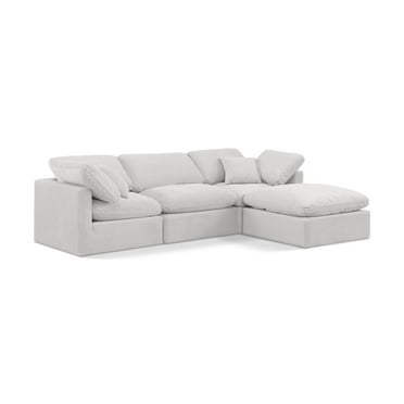 Meridian Furniture Indulge 94" Velvet L-Shaped Modular Sectional in Cream