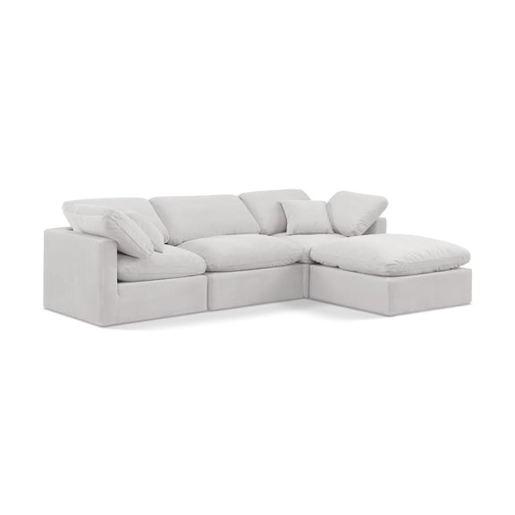 Meridian Furniture Indulge 94" Velvet L-Shaped Modular Sectional in Cream