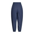 thumbnail image 5 of qelini Joggers for Women Elastic Waist Plus Size Baggy with Pockets Long Pants Solid Color Linen Cloths, 5 of 8
