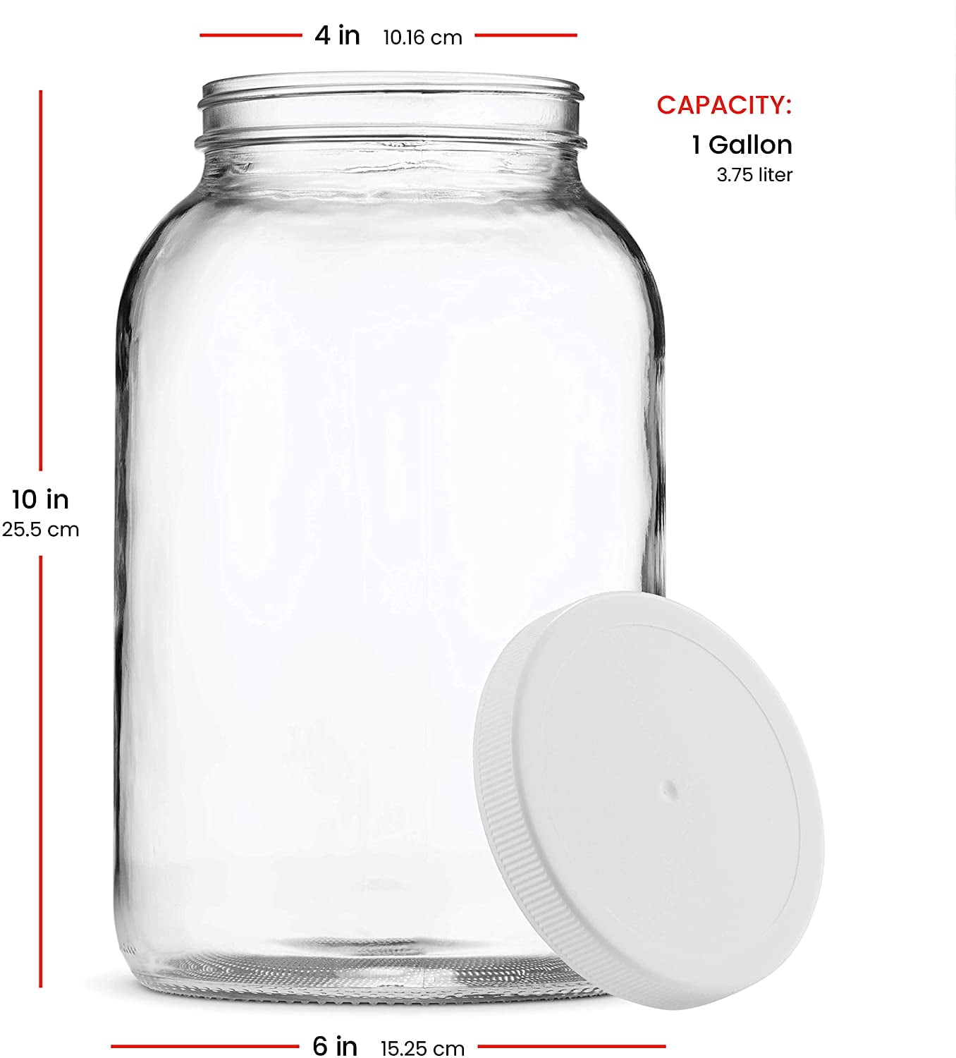 Haneye 2 Pack 1 Gallon Wide Mouth Glass Jars, Large Mason Jars Gallon Jars  with White Plastic Lids, Clear Jar for Fermenting Kombucha Pickling Dry Food  Storage - Yahoo Shopping