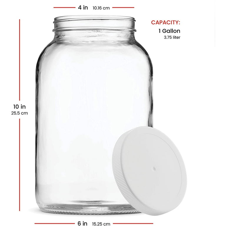 1 Gallon Clear Glass Jar - Wide Mouth with Lid (Case of 4) – Wine