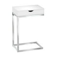 thumbnail image 3 of Monarch Specialties Accent Table, C-shaped, End, Side, Snack, Storage Drawer, Living Room, Bedroom, Metal, Laminate, Glossy White, Chrome, Contemporary, Modern, 3 of 4