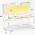thumbnail image 2 of Gaming Desk, 60'' Gaming Desk with Hutch and LED Lights, Computer Desk with Storage Shelves, Large PC Gamer Desk with Display Cabinet, Monitor Stand, Power Outlet for Home Office, White, 2 of 16