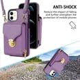 thumbnail image 3 of Allytech Wallet Case for iPhone 11, [Large Capacity] Wallet Case with Card Slots & Zipper Pocket, Premium PU Leather Metal Snap Kickstand Shockproof Case with Shoulder Strap, Purple, 3 of 8
