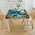 thumbnail image 3 of HAOXIT  Underwater Animal Table Cloth Square Tablecloth Anti Wrinkle Table Cover for Dining Kitchen Parties 54''x54'', 3 of 7