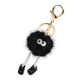 thumbnail image 4 of Llavero de bola de piel artificial lindo mini colgante de pompón esponjoso para bolsos de coche teléfono móvil negro, 4 of 5